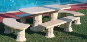 Conjunto mesa de piedra rectangular